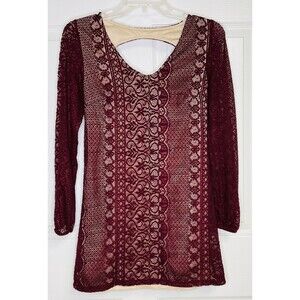 Speechless Women's Dress Large Shift Maroon Red Lace Cutout Back Lined Stretch